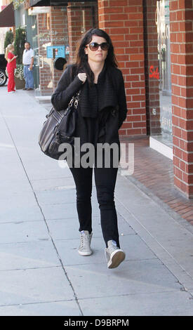 Robin Tunney dehors et environ dans la région de Beverly Hills Los Angeles, Californie - 26.01.12 Banque D'Images