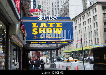 LateShow le Ed Sullivan Theater à l'angle de Broadway et de la 53e rue à Manhattan Banque D'Images