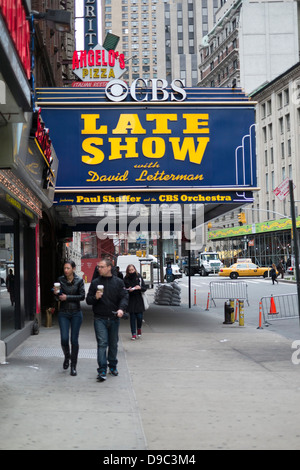 LateShow le Ed Sullivan Theater à l'angle de Broadway et de la 53e rue à Manhattan Banque D'Images