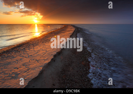 Coucher du soleil à Harilaid péninsule, Vilsandi National Park, l'île de Saaremaa, l'Estonie Banque D'Images