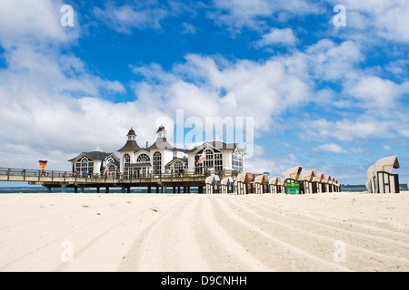 Pont de la mer, de la jetée de Sellin,Ruegen à Sellin, Allemagne Banque D'Images