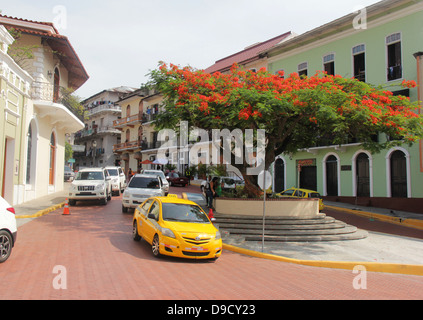 Avenida Eloy Alfaro bâtiments, Vieille Ville, Panama Banque D'Images