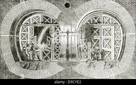 Portes pour empêcher l'inondation de la Thames Tunnel durant sa construction. Commencé par Marc Isambard Brunel en 1825 et inauguré en 1843. Banque D'Images