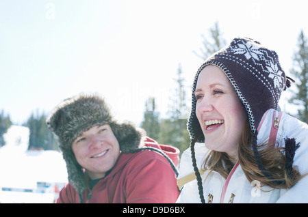 Young couple wearing hats Banque D'Images