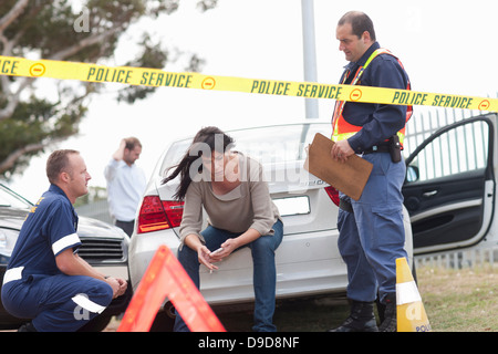 Scène d'accident de voiture Banque D'Images