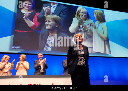 Leader du travail johann lamont parle à la conférence à Inverness Banque D'Images