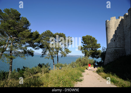 Italie, Ombrie, Trasimène, Castiglione del Lago, château et lac Banque D'Images