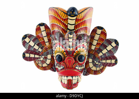 Masque traditionnel du diable avec des serpents Naga appelé Raksha, du Sri Lanka. Banque D'Images
