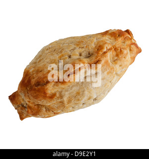 Un Cornish Pasty sur fond blanc Banque D'Images