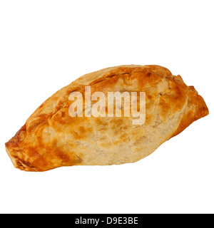 Un Cornish Pasty sur fond blanc Banque D'Images