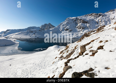 Vue sur piste, les mineurs de Glaslyn Parc National de Snowdonia, Pays de Galles, Royaume-Uni, Europe. Banque D'Images