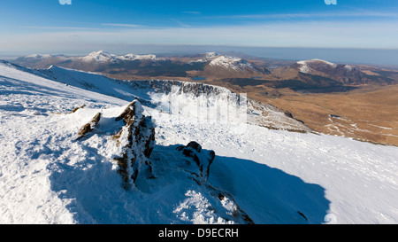 Vue de Snowdon (Yr Wyddfa), Parc National de Snowdonia, Pays de Galles, Royaume-Uni, Europe. Banque D'Images