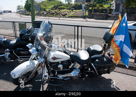 White Harley Davidson Heritage Softail Moto Banque D'Images