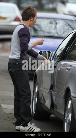 Jack Shepherd 'Coronation Street' cast repéré lors d'un tournage sur l'emplacement de Manchester, Angleterre - 28.02.11 Banque D'Images