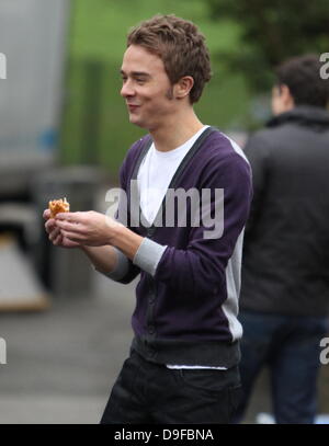 Jack Shepherd 'Coronation Street' cast repéré lors d'un tournage sur l'emplacement de Manchester, Angleterre - 28.02.11 Banque D'Images