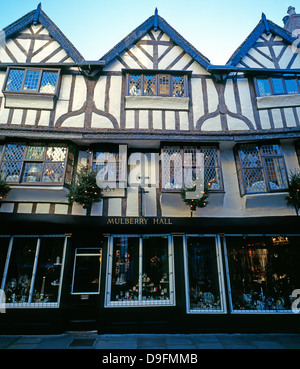 Cadre en bois, ancienne salle des mûriers, la porcelaine fine et coffee shop, York, Angleterre, Royaume-Uni. Image prise en 1999. Ce magasin fermé en 2016. Banque D'Images