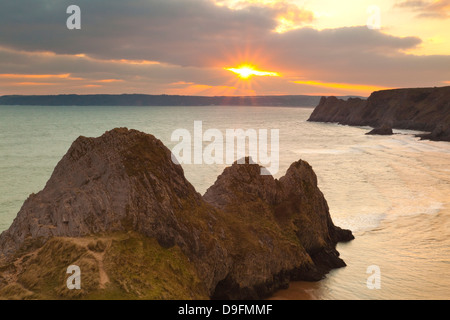 Trois falaises Bay, Gower, Pays de Galles, Royaume-Uni Banque D'Images