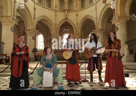 La musique médiévale, la fête médiévale de Provins, classée au Patrimoine Mondial de l'UNESCO, Seine-et-Marne, Ile-de-France, France Banque D'Images