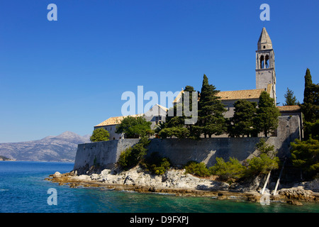 Eglise St Mary et monastère franciscain sur l'île de Lopud, Dalmatie du Sud, Croatie Banque D'Images