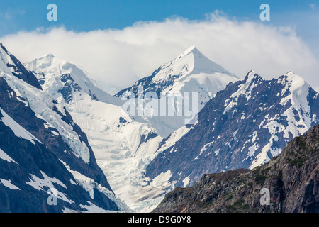 D'entrée de l'Université Johns Hopkins, Fairweather Range, et la Réserve de parc national Glacier Bay, sud-est de l'Alaska, USA Banque D'Images