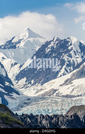 D'entrée de l'Université Johns Hopkins, Fairweather Range, et la Réserve de parc national Glacier Bay, sud-est de l'Alaska, USA Banque D'Images