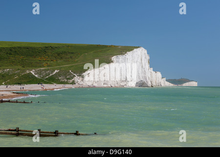 Sept Sœurs White Cliffs, près de Seaford, East Sussex, Angleterre Banque D'Images