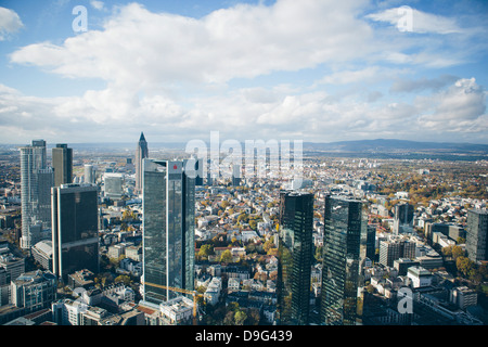 High angle view of financial center, Frankfurt-am-Main, Hesse, Allemagne Banque D'Images