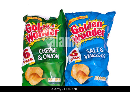 Sacs de chips Golden Wonder Banque D'Images