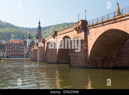 Vue sur Rivière Neckar en direction de la ville de Heidelberg en Allemagne du sud Banque D'Images