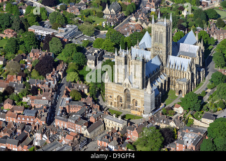 Photo aérienne de la cathédrale de Lincoln Banque D'Images