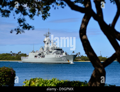 La Marine royale australienne frégate de classe ANZAC HMAS Perth. Banque D'Images