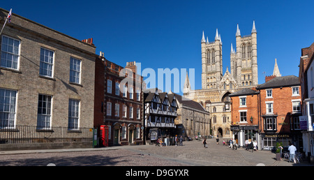 La Cathédrale de Lincoln - à partir de la colline du Château, Lincoln, Lincolnshire, Royaume-Uni, Europe Banque D'Images