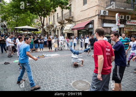 Dans la rue Ben Yehuda Street, Jérusalem, Israël. Banque D'Images