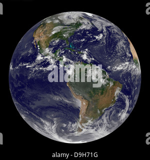 La terre entière montrant l'Amérique du Nord et du Sud le 17 août 2010. Banque D'Images