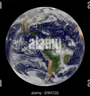 La terre entière montrant l'Amérique du Nord et du Sud le 17 décembre 2010. Banque D'Images