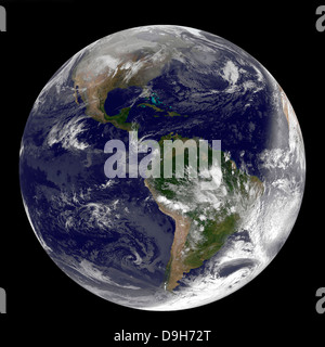 La terre entière montrant l'Amérique du Nord et du Sud le 31 décembre 2010 Banque D'Images