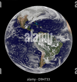 La terre entière montrant l'Amérique du Nord et du Sud. Banque D'Images