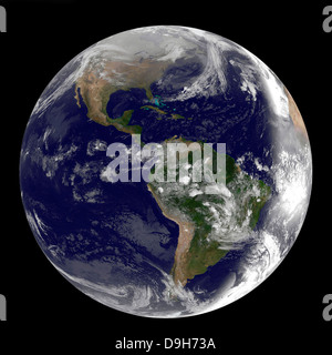 La terre entière montrant l'Amérique du Nord et du Sud le 2 mars 2010. Banque D'Images