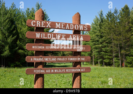 Inscrivez-vous au siège de l'Crex Meadows de faune dans l'ouest du Wisconsin, USA. Banque D'Images