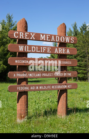 Inscrivez-vous au siège de l'Crex Meadows de faune dans l'ouest du Wisconsin, USA. Banque D'Images