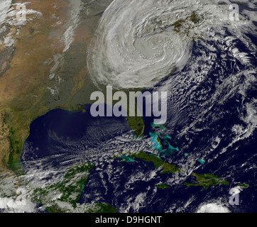 Publiez la tempête tropicale Sandy rouler à l'intérieur des terres le 30 octobre 2012. Banque D'Images