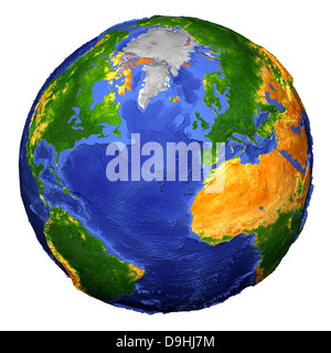 La vue de la Terre provenant d'AVHRR et données topographiques. Banque D'Images