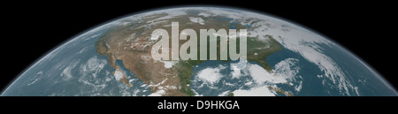 Vue panoramique de la planète Terre et de l'United States vu de l'espace. Banque D'Images