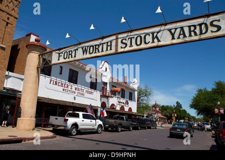 Entrée de Fort Worth Stock Yards sur Exchange St, Ft. Worth, Texas, États-Unis d'Amérique Banque D'Images