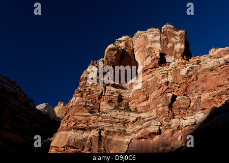 Des formations de roche de grès, Capitol Gorge, Capitol Reef National Park, Utah, United States of America Banque D'Images