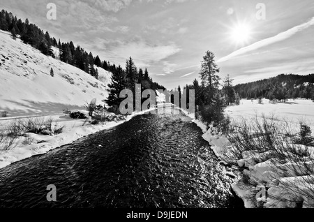 Le long du sentier de motoneige dans la région de Grays River, Wyoming, un affluent de la rivière Snake. Banque D'Images