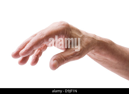 La haute main de l'homme isolé sur blanc avec clipping path Banque D'Images