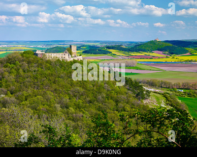 Château Gleichen et Château de Wachsenburg près de Muehlberg, Drei Gleichen, Thuringe, Allemagne Banque D'Images