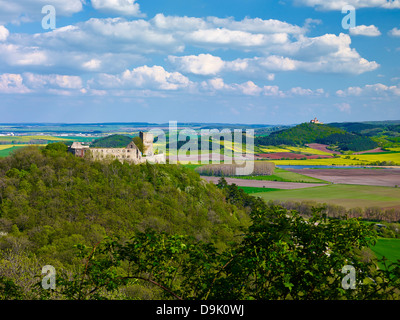 Château Gleichen et Château de Wachsenburg près de Muehlberg, Drei Gleichen, Thuringe, Allemagne Banque D'Images