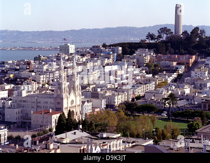 Vue de North Beach et Telegraph Hill à San Francisco Banque D'Images